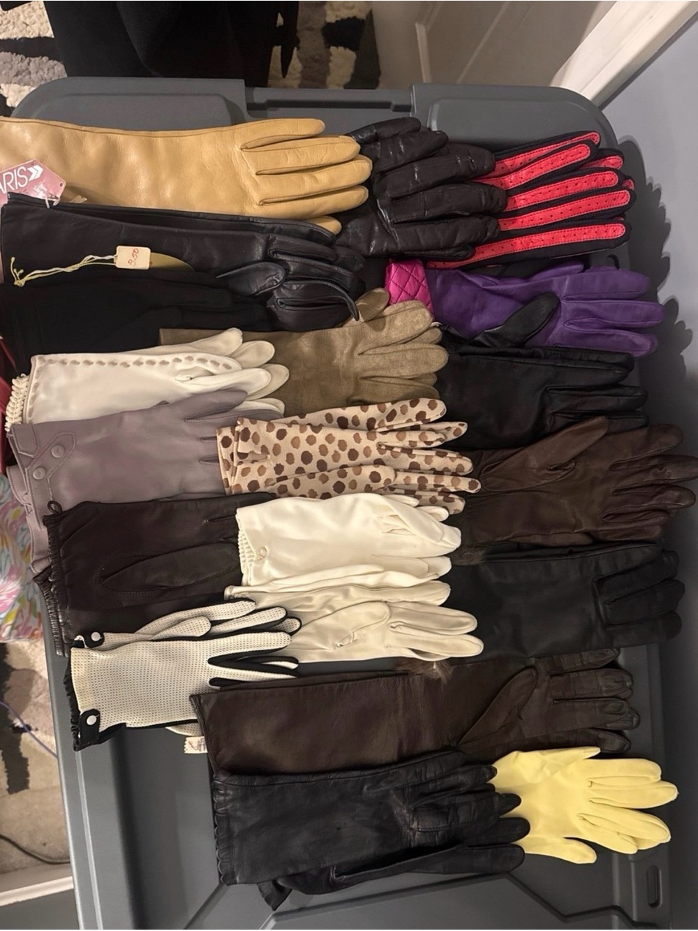 Vintage Assorted Leather Women's Gloves - Multicolor Collection- 17 pairs